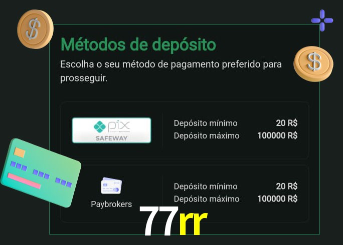 O cassino 77rr oferece uma grande variedade de métodos de pagamento
